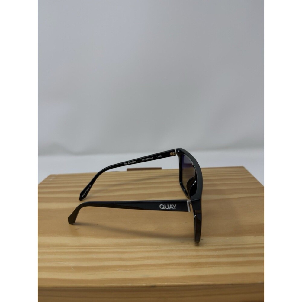 QUAY Australia Nightfall 1212 Sunglasses Flat Top Shield Black Smoke Polarized - Picture 4 of 9